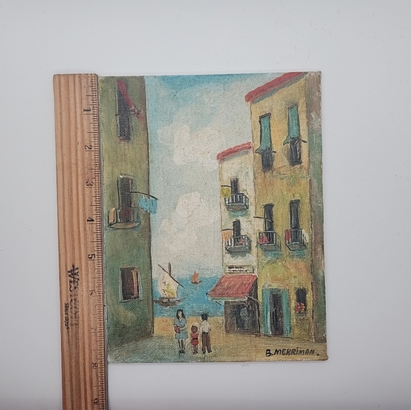 Vintage Still Life unframed oil painting, signed by B. Merriman.  Approx 8" x 6" - Picture 3 of 8